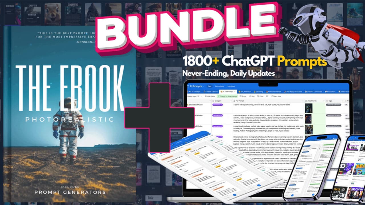 Buy ChatGPT prompts database and AI photo Ebook