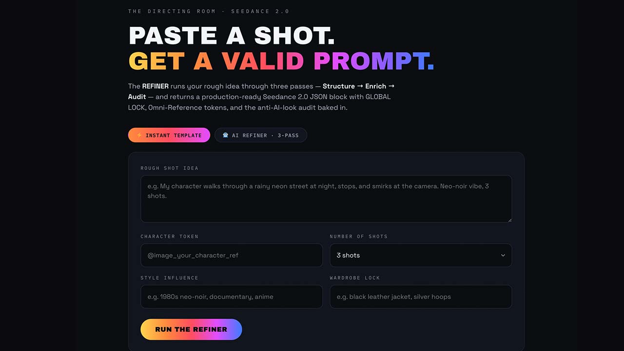 AI video, Seedance JSON prompt creator